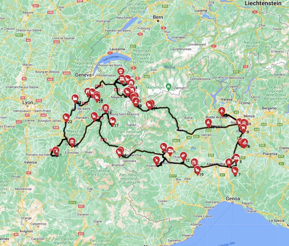 Milano Roundtrip -  West - Italian alps France alps